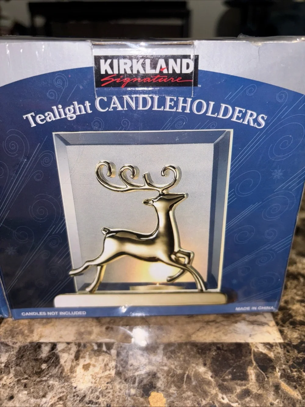 Kirkland Signature Blue and Gold Snowflake Tealight Candleholder